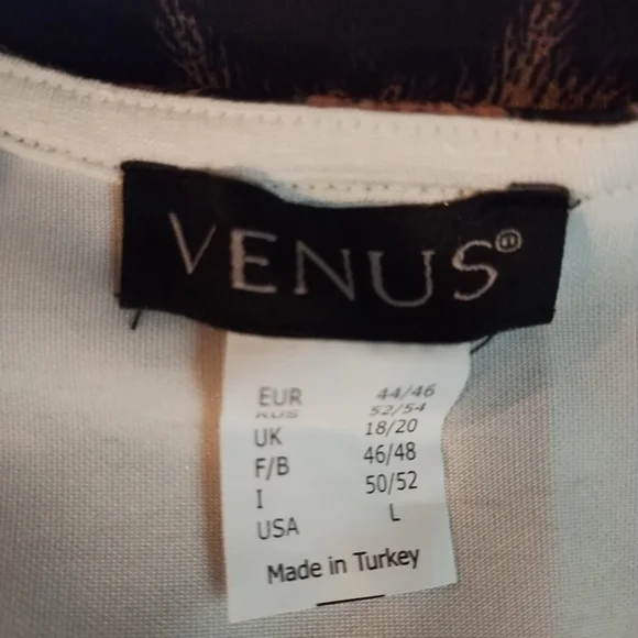 NWOT VENUS Brown and Tan Sheath Above The Knee Length Crew Neck Sleeveless Dress - Picture 5 of 5